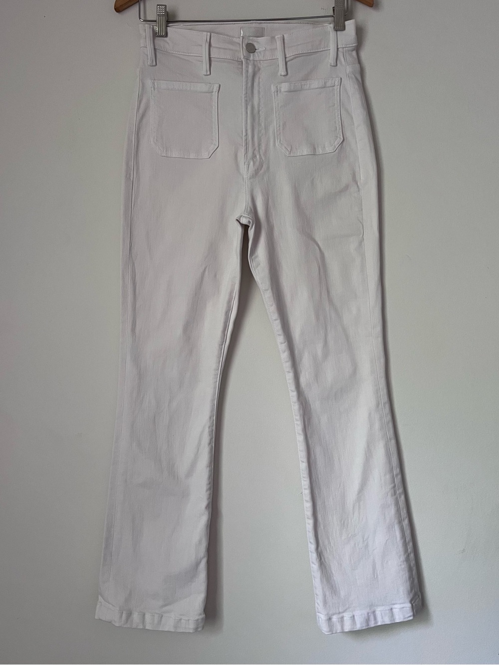 MOTHER The Hustler Patch Pocket Flood Jeans Cream Puffs Off-White Flare 28 - Picture 2 of 12